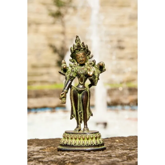 Beeldje groene Tara messing 16 cm