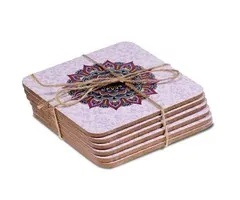 Onderzetters mandala paars 6 stuks
