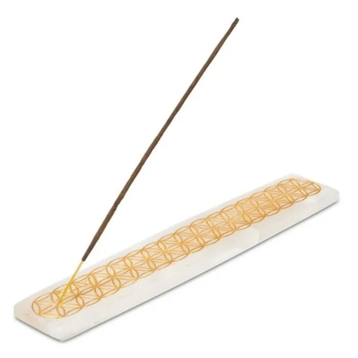 Wierookhouder seleniet met bloem des levens