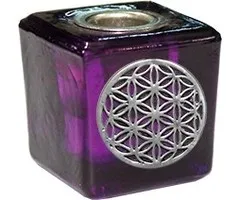 Kaarsenhouder flower of life paars