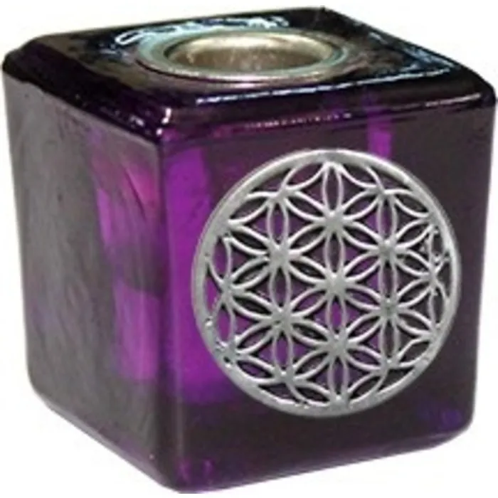 Kaarsenhouder flower of life paars
