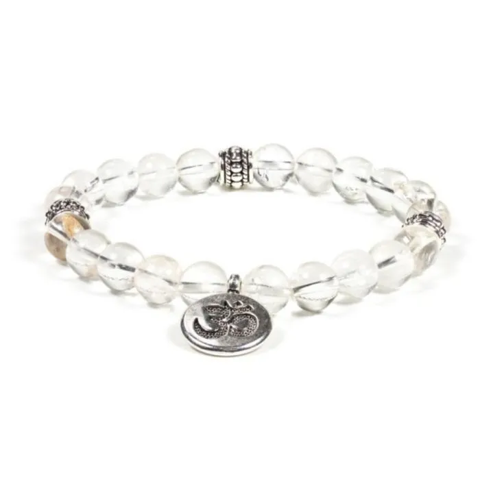 Mala armband bergkristal elastisch met ohm
