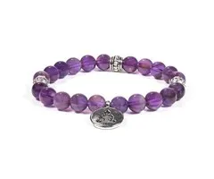 Mala armband amethist elastisch met boeddha