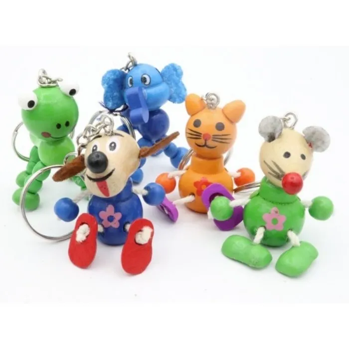 Sleutelhanger met houten dieren