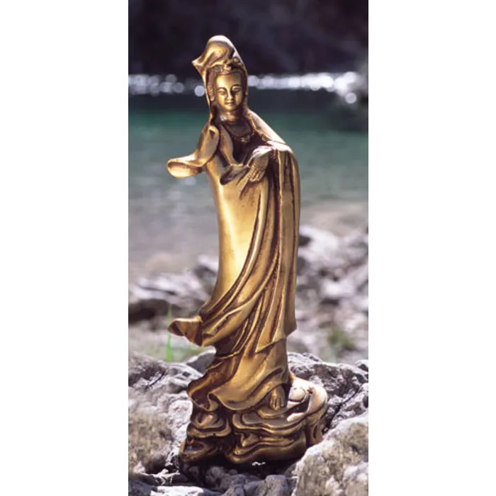 Kwan yin beeldje messing 22 cm
