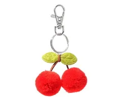 Sleutelhanger met pluizenbollen kersen