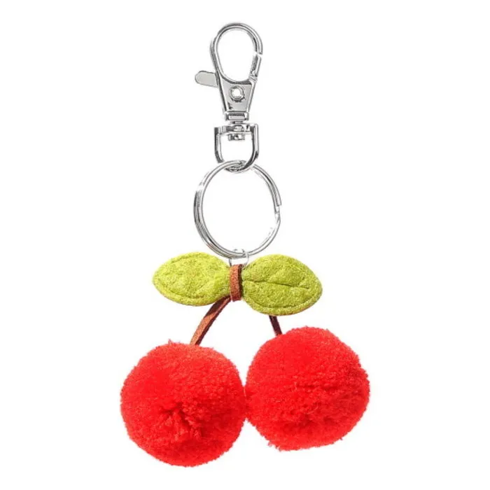 Sleutelhanger met pluizenbollen kersen