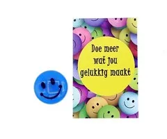 Kaartje met smily magneet-Doe meer wat jou gelukkig maakt