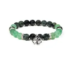 Armband groene aventurijn met klavertje