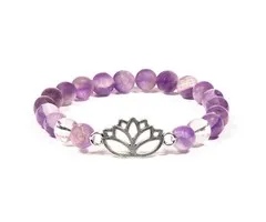 Armband amethist bergkristal met lotus