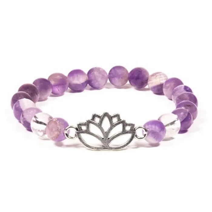 Armband amethist bergkristal met lotus
