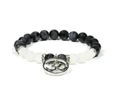 Armband labradoriet witte agaat ohm
