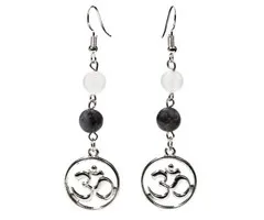 Oorbellen Ohm labradoriet en witte agaat