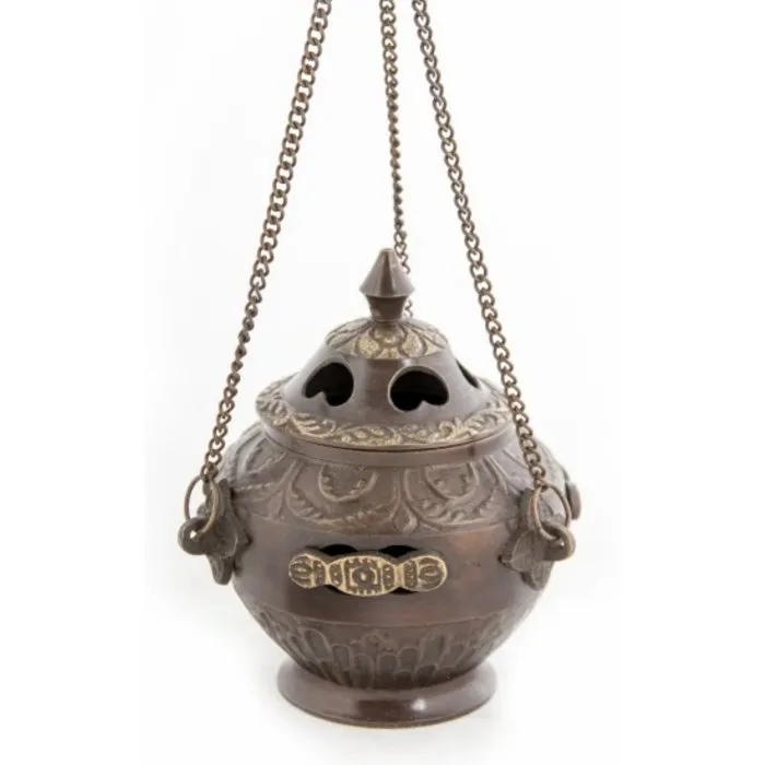 Tempel wierookhouder koper