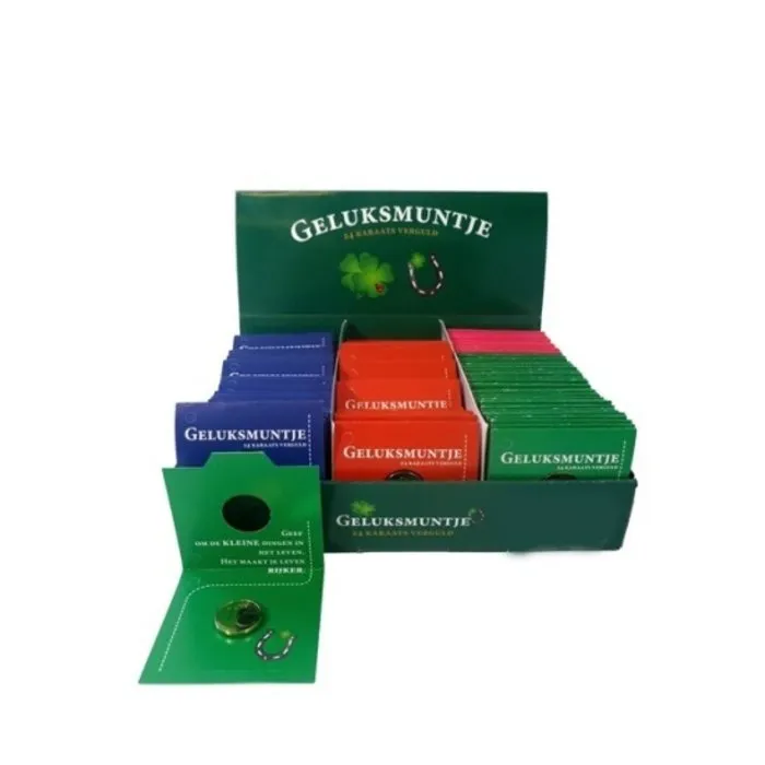 Geluksmuntje op kaartje