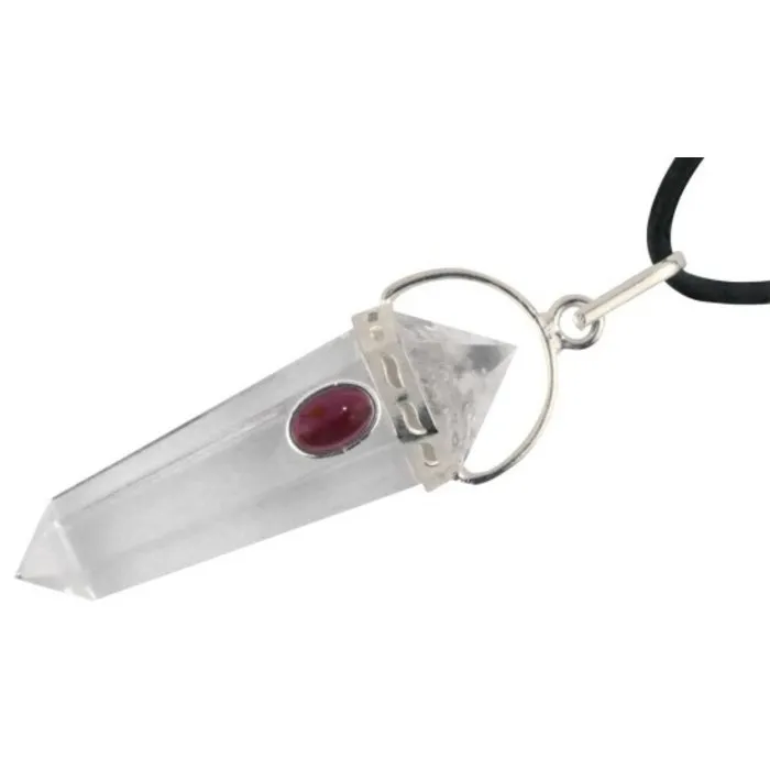 Dubbeleinder bergkristal met granaat