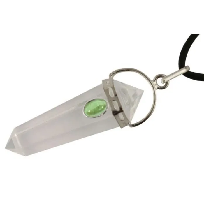 Dubbeleinder bergkristal met peridoot