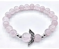 Armband rozenkwarts met engel