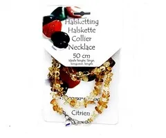 Collier 50 cm citrien met Swarovski hartje