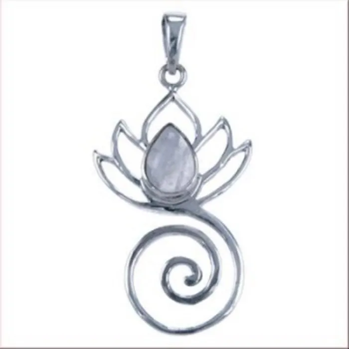 Zilver hanger lotus met maansteen