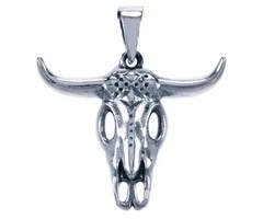 Zilver hanger buffel scull