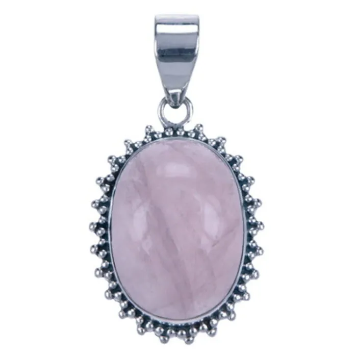 Zilver hanger rozenkwarts ovaal