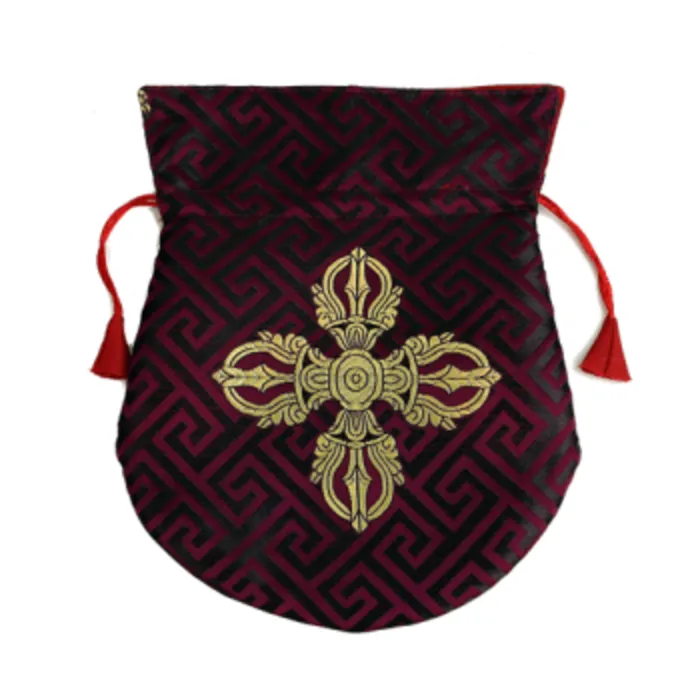 Brokaattasje bordeaux dubbele dorje gevoerd