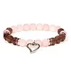 Armband rozenkwarts aardbeienkwarts met hartje
