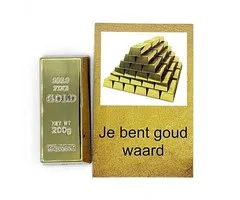 Kaartje je bent goud waard met goudstaaf