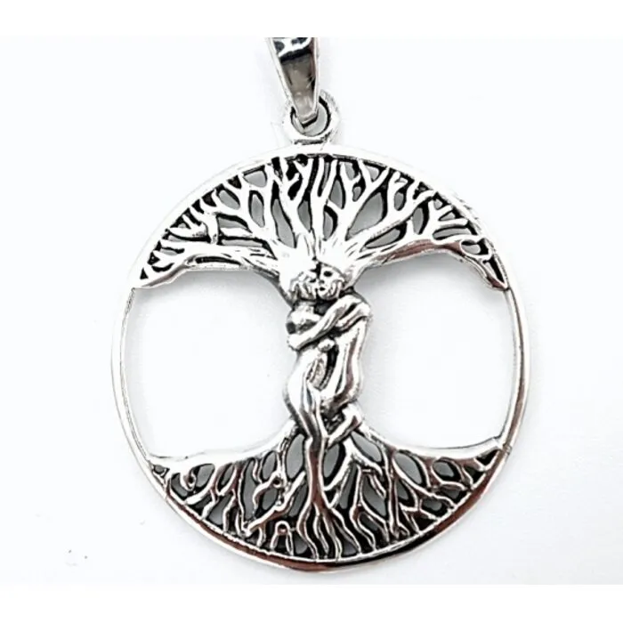 Zilveren Levensboom Hanger met Liefdespaar – 925 Sterling Zilver.