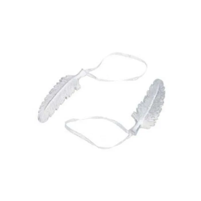 Gelukshangertje zilverkleurige veer groot