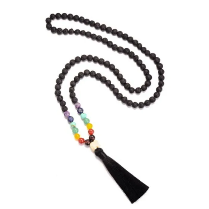 Regenboog chakra mala halsketting