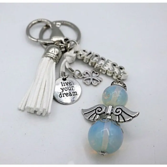 Sleutel/tas hanger engel opaal success