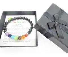 8 mm armband zwarte toermalijn met 7 chakra
