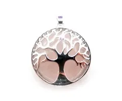 Edelsteen rozenkwarts tree of life hanger