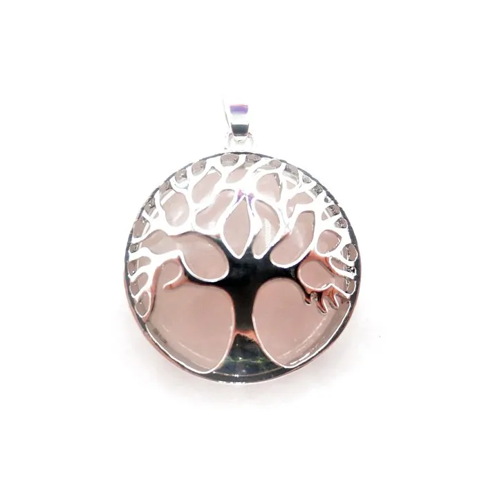 Edelsteen rozenkwarts tree of life hanger