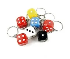 Sleutelhanger dobbelsteen 12 stuks