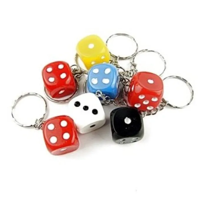 Sleutelhanger dobbelsteen 12 stuks