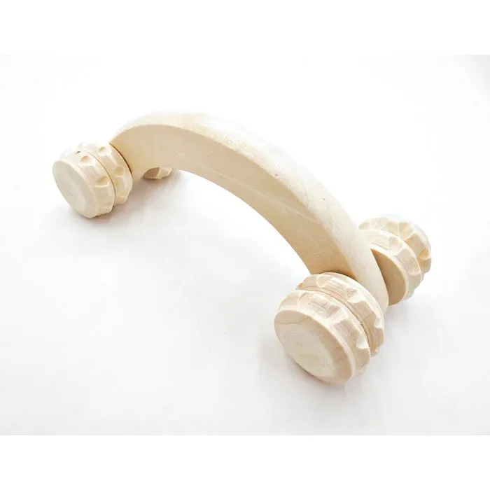 Houten massage roller met handvat
