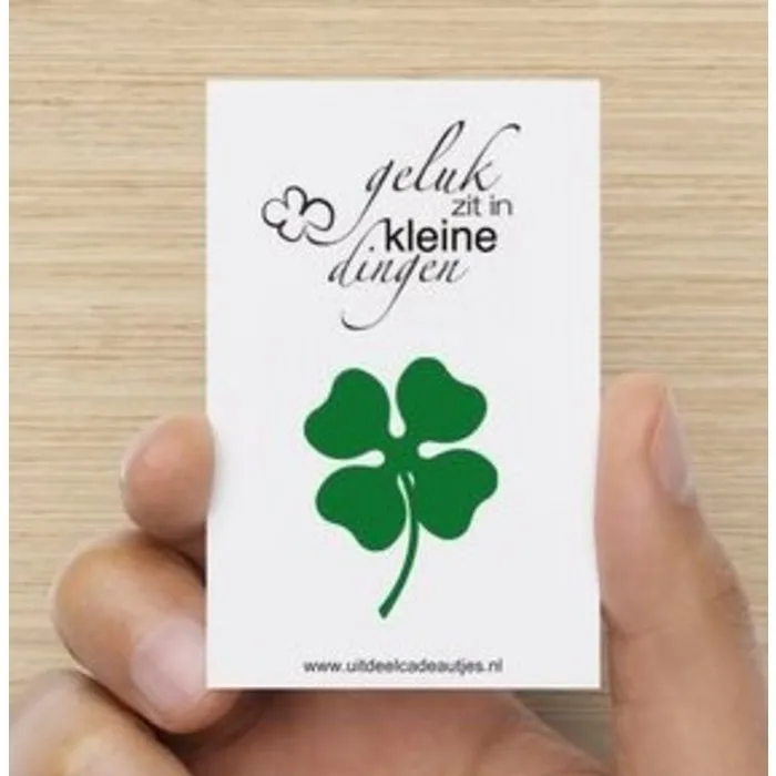 Sleutel/tashanger klaver vier met kaartje