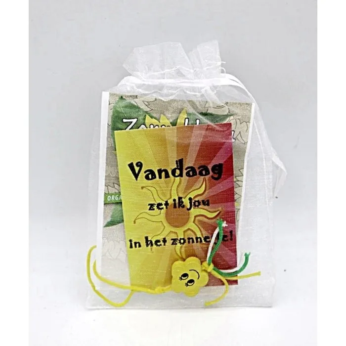 Zonnebloem cadeau in organzazakje