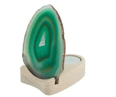 Agaatschijf groen met theelichthouder