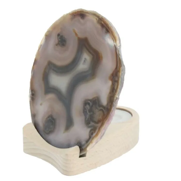 Agaatschijf natuur met theelichthouder