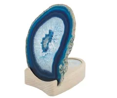Agaatschijf blauw met theelichthouder