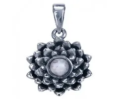 Zilver hanger lotus met maansteen