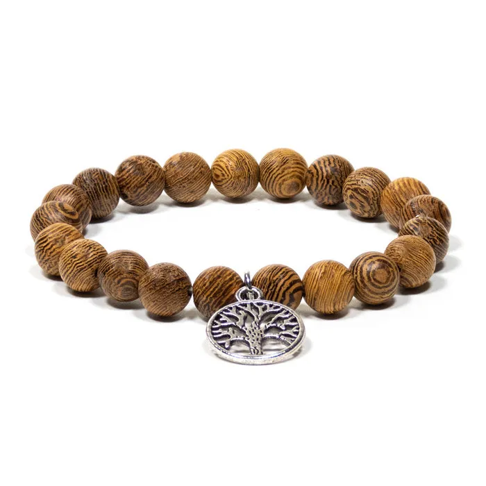 Mala armband wengéhout met levensboom