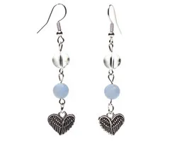 Angeliet/bergkristal oorbellen met hart