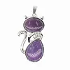 Edelsteen hanger Amethist kat