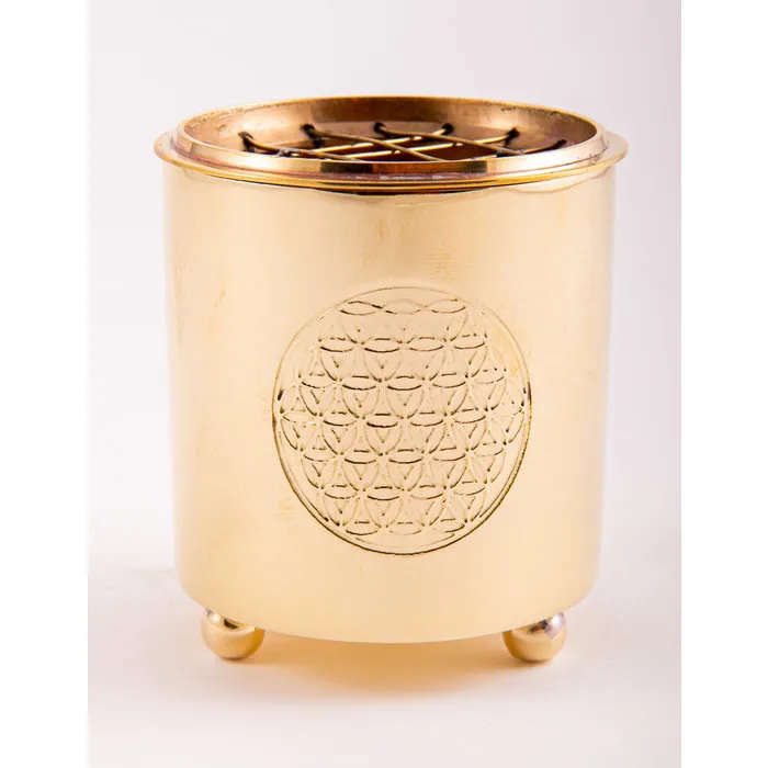 Wierookbrander messing met levensbloem