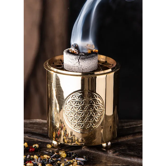 Wierookbrander messing met levensbloem